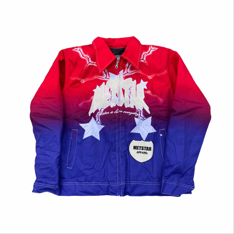 MS OMBRE DENIM JACKET (RED/BLUE)