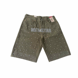 MS 1/1 RHINESTONE DENIM SHORTS (OLIVE)